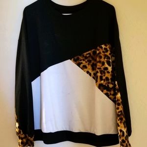 SHEIN Plus Drop Shoulder Leopard Pullover